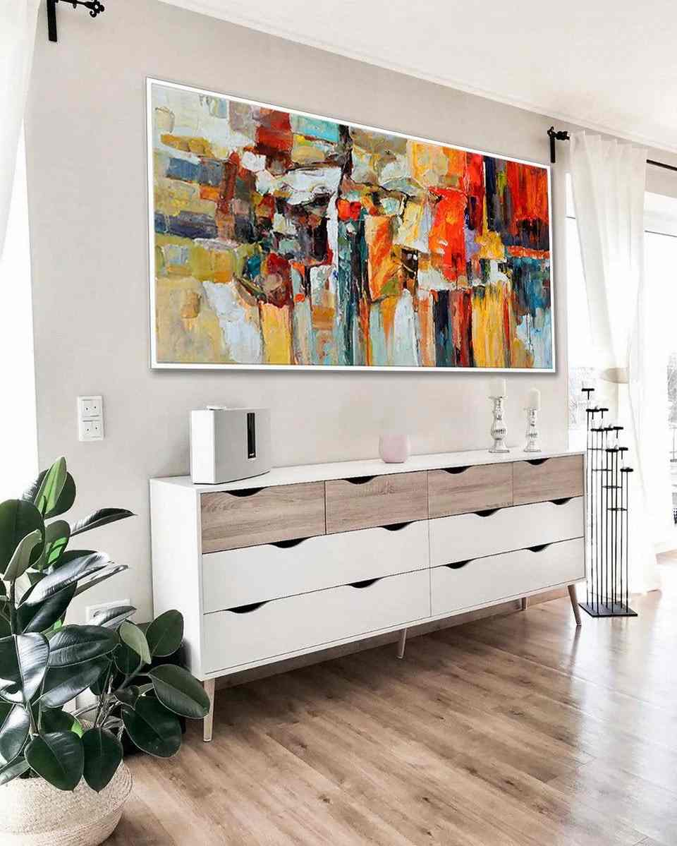 Red Original Modern Abstract Canvas Artwork W4VB7